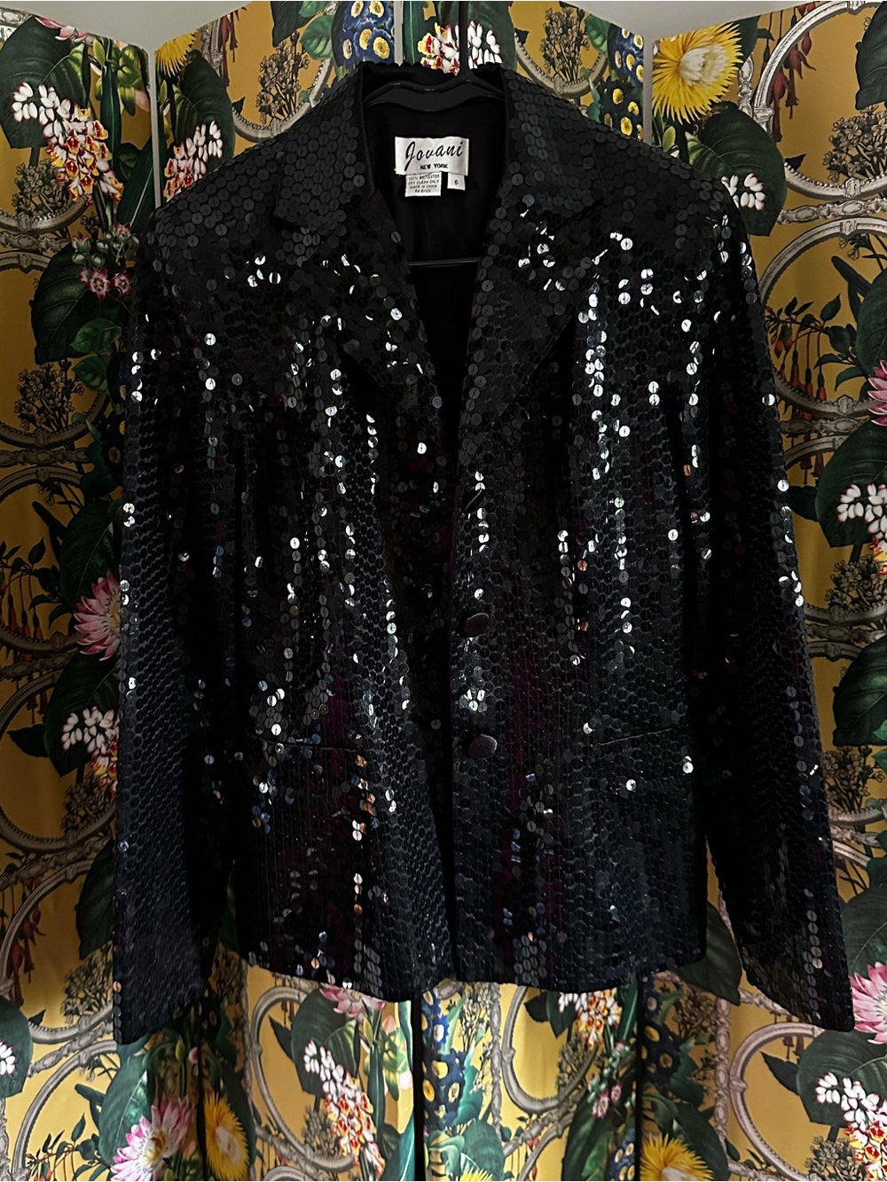 Jovani 1980s Black Sequin Women's Jacket Blazer 6
